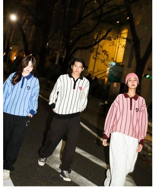 Student Apathy（スチューデントアパシー）の「student apathy stripe knit polo（ポロシャツ・メンズ・ピンク/オフホワイト/サックスブルー・MEDIUM/LARGE）」の7枚目の写真