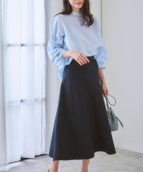 ふんわりモチモチ素材】ミディー丈ニットフレアスカート（スカート