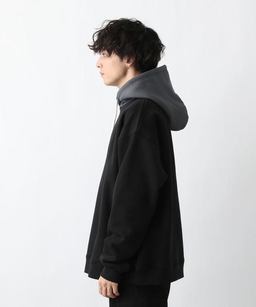 RAGEBLUE(レイジブルー)の「プチ刺繍/裏起毛切り替えテックオーバーサイズパーカー(パーカー・メンズ・レッド/ブルー/ブラック/ホワイト・LARGE/MEDIUM)」の10枚目の写真