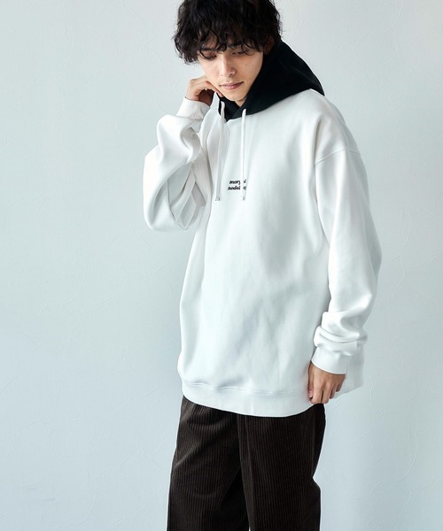 RAGEBLUE(レイジブルー)の「プチ刺繍/裏起毛切り替えテックオーバーサイズパーカー(パーカー・メンズ・レッド/ブルー/ブラック/ホワイト・LARGE/MEDIUM)」の16枚目の写真