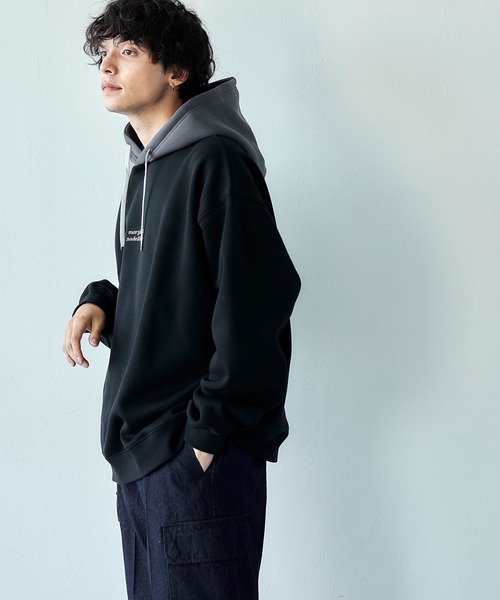 RAGEBLUE(レイジブルー)の「プチ刺繍/裏起毛切り替えテックオーバーサイズパーカー(パーカー・メンズ・レッド/ブルー/ブラック/ホワイト・LARGE/MEDIUM)」の19枚目の写真