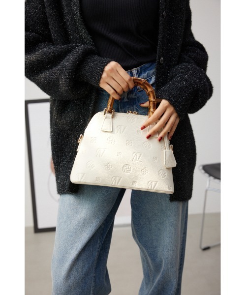 モノグラムエンボスダブルジッパーバッグ（ハンドバッグ）｜AZUL