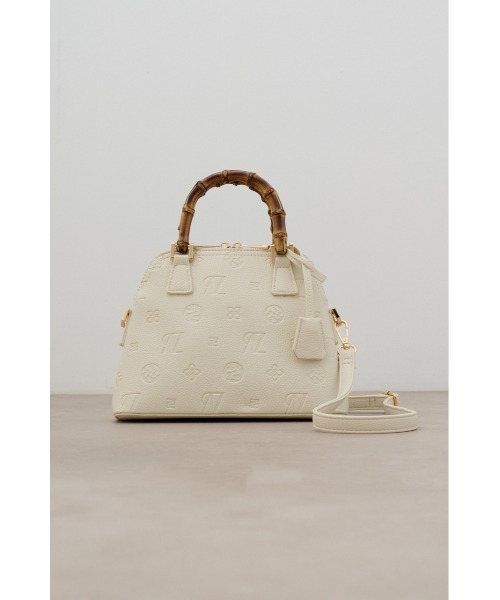 あおい様専売 moussy バッグ ホワイト モノグラムエンボスダブルジッパーバッグ（ハンドバッグ）｜AZUL