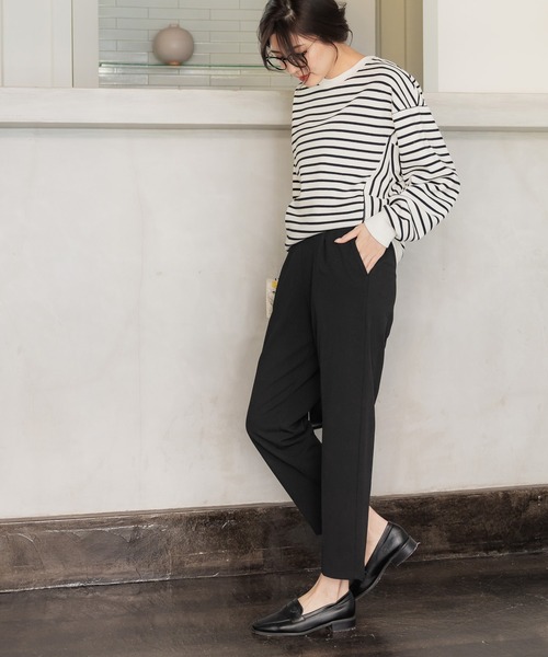 coca(coca)(コカ)の「裏起毛ジョーゼットテーパードパンツ(その他パンツ・レディース・アイボリー/ブラック・L/M/S)」の8枚目の写真