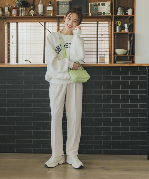 coca(coca)(コカ)の「裏起毛ジョーゼットテーパードパンツ(その他パンツ・レディース・アイボリー/ブラック・L/M/S)」の3枚目の写真