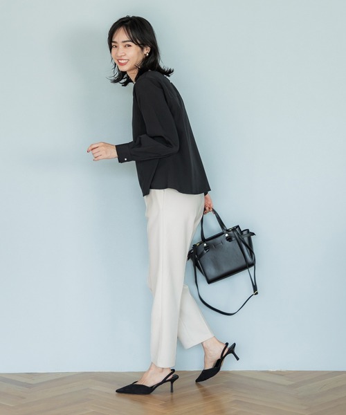 coca(coca)(コカ)の「裏起毛ジョーゼットテーパードパンツ(その他パンツ・レディース・アイボリー/ブラック・L/M/S)」の5枚目の写真