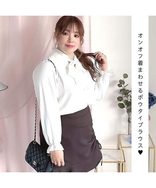 GOLDJAPAN(ゴールドジャパン)の「ボウタイブラウス【大きいサイズ対応】(シャツ/ブラウス・レディース・オフホワイト/ラベンダー/ブラック・4L/3L/5L/LL)」の14枚目の写真