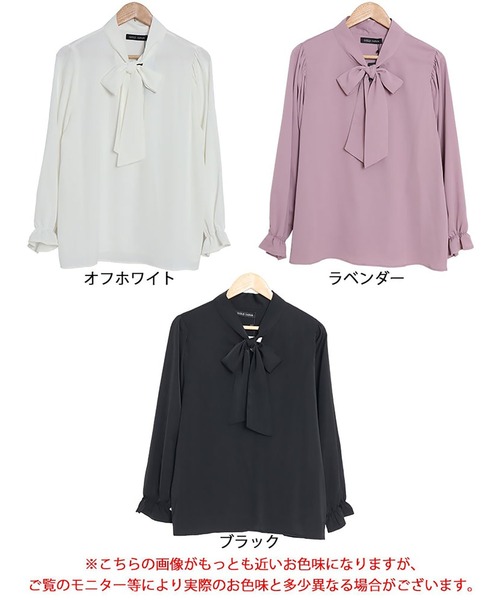 GOLDJAPAN(ゴールドジャパン)の「ボウタイブラウス【大きいサイズ対応】(シャツ/ブラウス・レディース・オフホワイト/ラベンダー/ブラック・4L/3L/5L/LL)」の9枚目の写真