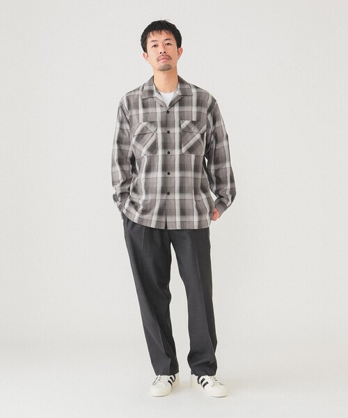BEAMS（ビームス）の「BEAMS / オンブレチェック オープンカラー シャツ（シャツ/ブラウス・メンズ・ブラック/ベージュ/ネイビー・S/M/L/XL）」の5枚目の写真