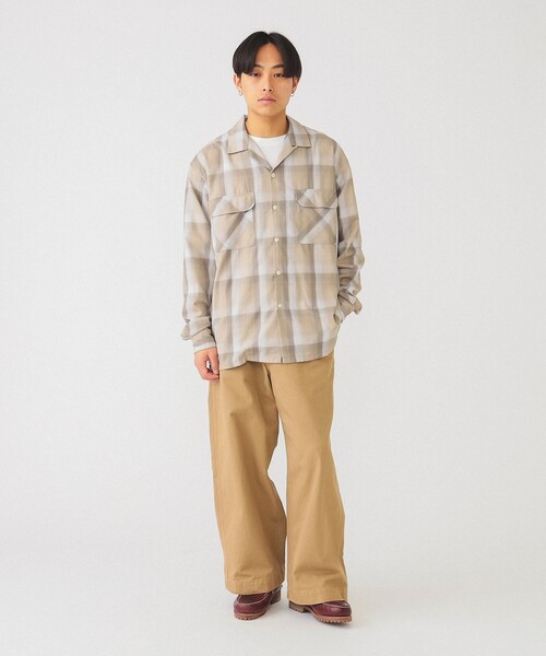 BEAMS（ビームス）の「BEAMS / オンブレチェック オープンカラー シャツ（シャツ/ブラウス・メンズ・ブラック/ベージュ/ネイビー・S/M/L/XL）」の7枚目の写真