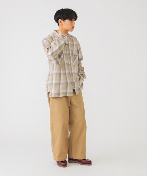 BEAMS（ビームス）の「BEAMS / オンブレチェック オープンカラー シャツ（シャツ/ブラウス・メンズ・ブラック/ベージュ/ネイビー・S/M/L/XL）」の8枚目の写真