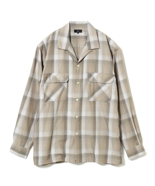 BEAMS（ビームス）の「BEAMS / オンブレチェック オープンカラー シャツ（シャツ/ブラウス・メンズ・ブラック/ベージュ/ネイビー・S/M/L/XL）」の14枚目の写真