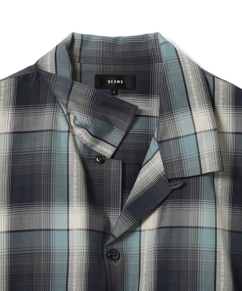 BEAMS（ビームス）の「BEAMS / オンブレチェック オープンカラー シャツ（シャツ/ブラウス・メンズ・ブラック/ベージュ/ネイビー・S/M/L/XL）」の18枚目の写真