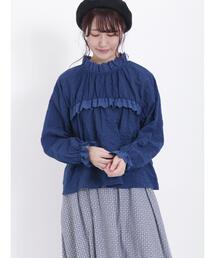 Samansa Mos2 | シャーリングスカラップレースギャザーブラウス(シャツ/ブラウス)