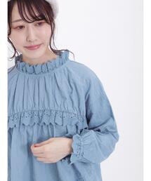 Samansa Mos2 | シャーリングスカラップレースギャザーブラウス(シャツ/ブラウス)
