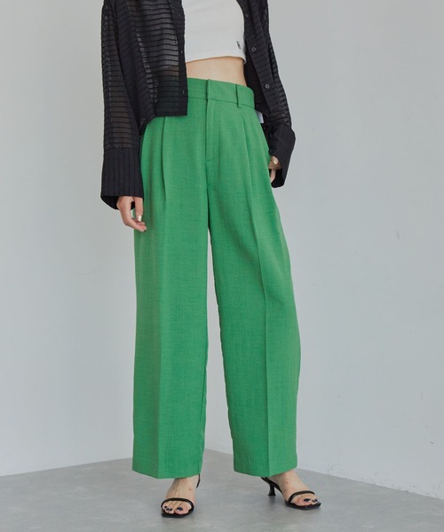 90s ワンタック ワイドスラックス シルクリネン SLATES同型 W34 USED】90s POLO RALPH LAUREN SILK LINEN PANTS W36/L34 - 毎日
