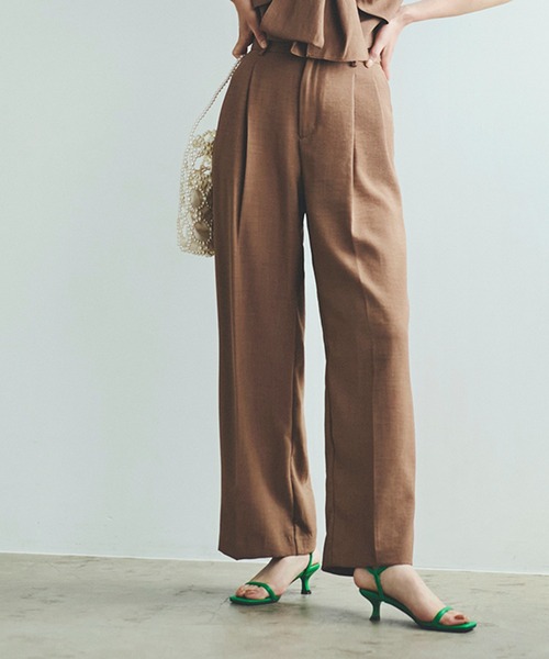 VIS(ビス)の「【美easy】リネンライクワンタックワイドスラックスパンツ(スラックス・レディース・ブラック/ブルー系その他4/イエロー系その他/ネイビー/グレー/キナリ/グリーン/ブラウン系その他2/ピンク/ダークブラウン/ピンク系その他2・M/S/SS/L)」の13枚目の写真