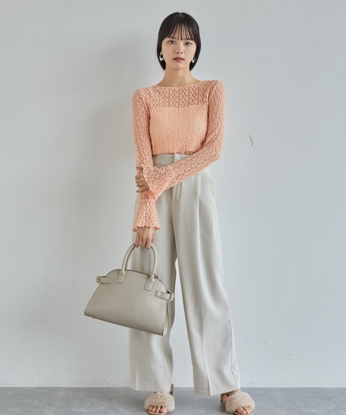 VIS(ビス)の「【美easy】リネンライクワンタックワイドスラックスパンツ(スラックス・レディース・ブラック/ブルー系その他4/イエロー系その他/ネイビー/グレー/キナリ/グリーン/ブラウン系その他2/ピンク/ダークブラウン/ピンク系その他2・M/S/SS/L)」の18枚目の写真