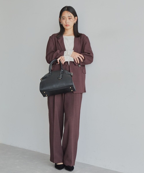 VIS（ビス）の「【美easy】リネンライクワンタックワイドスラックス