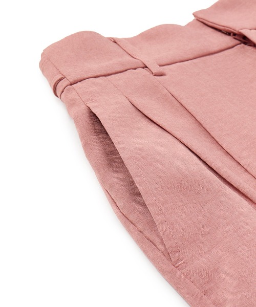 美easy】リネンライクワンタックワイドスラックスパンツ（スラックス