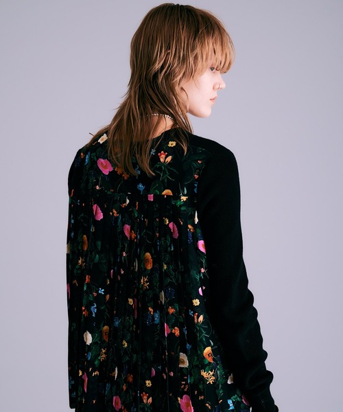 極美品】Max Mara 花柄 ボタニカル柄 切り替え カーディガン