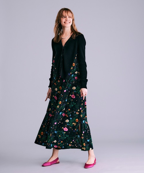 極美品】Max Mara 花柄 ボタニカル柄 切り替え カーディガン
