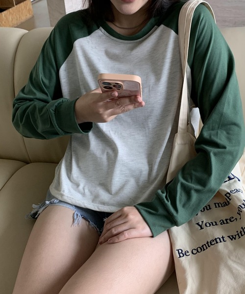 SHEPP(シープ)の「ラグラン ショート丈プルオーバーロンT(Tシャツ/カットソー・レディース・ブラウン/ブラック/グリーン・M/L)」の21枚目の写真