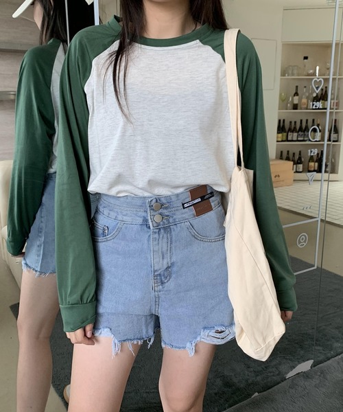 SHEPP(シープ)の「ラグラン ショート丈プルオーバーロンT(Tシャツ/カットソー・レディース・ブラウン/ブラック/グリーン・M/L)」の19枚目の写真