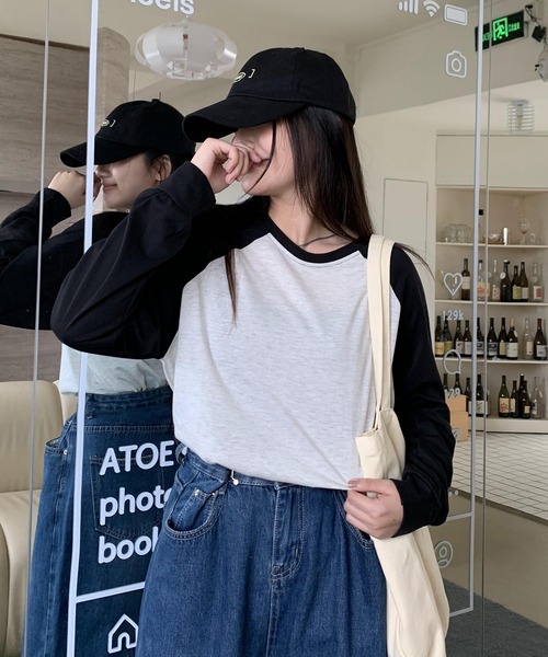 SHEPP(シープ)の「ラグラン ショート丈プルオーバーロンT(Tシャツ/カットソー・レディース・ブラウン/ブラック/グリーン・M/L)」の22枚目の写真