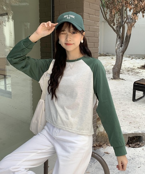 SHEPP(シープ)の「ラグラン ショート丈プルオーバーロンT(Tシャツ/カットソー・レディース・ブラウン/ブラック/グリーン・M/L)」の12枚目の写真