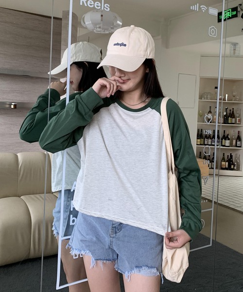 SHEPP(シープ)の「ラグラン ショート丈プルオーバーロンT(Tシャツ/カットソー・レディース・ブラウン/ブラック/グリーン・M/L)」の15枚目の写真