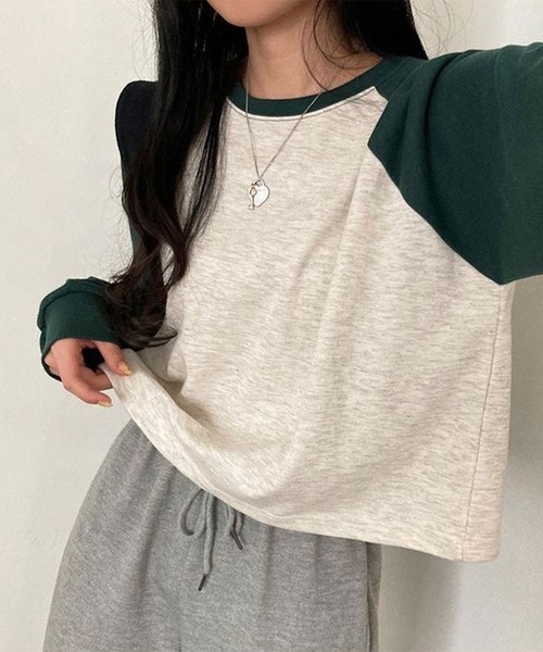 SHEPP(シープ)の「ラグラン ショート丈プルオーバーロンT(Tシャツ/カットソー・レディース・ブラウン/ブラック/グリーン・M/L)」の20枚目の写真
