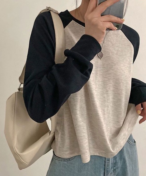 SHEPP(シープ)の「ラグラン ショート丈プルオーバーロンT(Tシャツ/カットソー・レディース・ブラウン/ブラック/グリーン・M/L)」の6枚目の写真