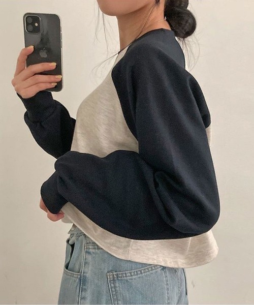 SHEPP(シープ)の「ラグラン ショート丈プルオーバーロンT(Tシャツ/カットソー・レディース・ブラウン/ブラック/グリーン・M/L)」の14枚目の写真