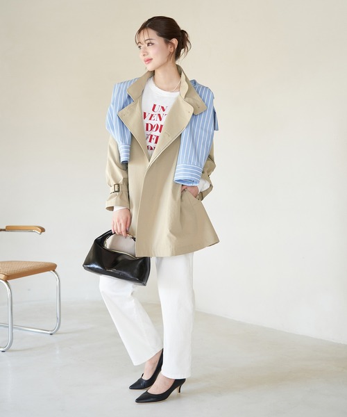 ROPE' PICNIC（ロペピクニック）の「【2WAY】スタンドカラーミドルコート（トレンチコート・レディース・チャコールグレー/ベージュ系その他2/ベージュ・36/38）」の8枚目の写真