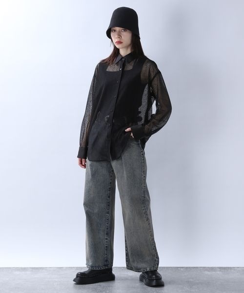 【新品/未使用】JEANASIS メッシュシアーシャツ JEANASIS（ジーナシス）の「シアーキリカエメッシュシアーシャツ