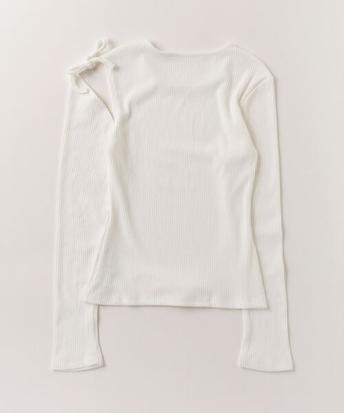 LYEON（リヨン）の「ワンショルダーオープンリボンテレコトップス/ショルダーリボンTシャツ（Tシャツ/カットソー・レディース・オフホワイト/ピンク・FREE）」の11枚目の写真