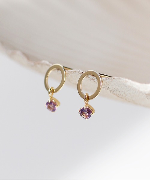 天然石サークルフレームピアス[K10]（ピアス（両耳用））｜ANEMONE（アネモネ）