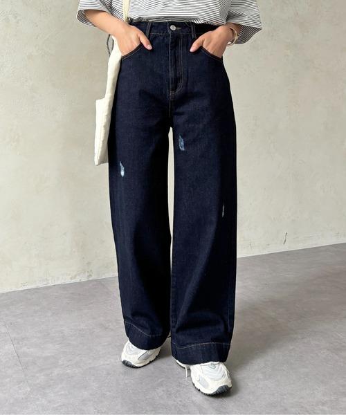 CPCM(シーピーシーエム)の「ダメージストレートデニム(デニムパンツ・レディース・ブルー/ネイビー・SMALL/MEDIUM)」の2枚目の写真