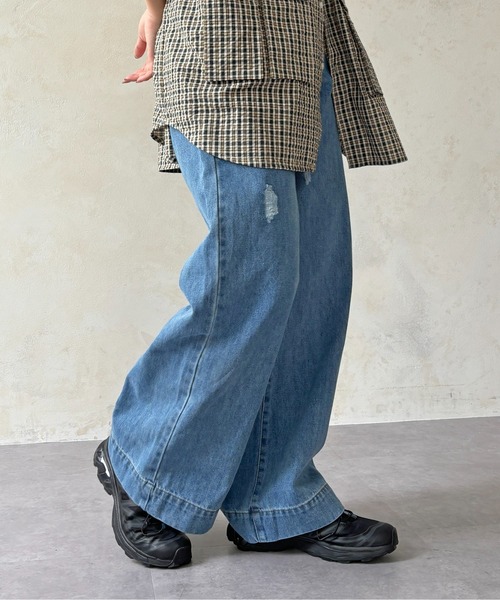 CPCM(シーピーシーエム)の「ダメージストレートデニム(デニムパンツ・レディース・ブルー/ネイビー・SMALL/MEDIUM)」の1枚目の写真