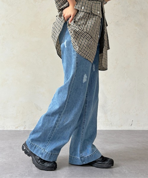 CPCM(シーピーシーエム)の「ダメージストレートデニム(デニムパンツ・レディース・ブルー/ネイビー・SMALL/MEDIUM)」の6枚目の写真