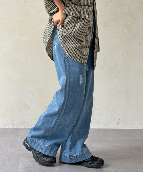 CPCM(シーピーシーエム)の「ダメージストレートデニム(デニムパンツ・レディース・ブルー/ネイビー・SMALL/MEDIUM)」の7枚目の写真