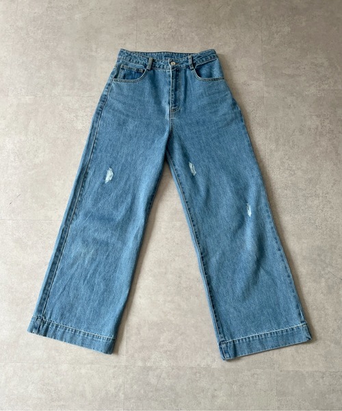 CPCM(シーピーシーエム)の「ダメージストレートデニム(デニムパンツ・レディース・ブルー/ネイビー・SMALL/MEDIUM)」の13枚目の写真