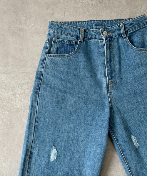 CPCM(シーピーシーエム)の「ダメージストレートデニム(デニムパンツ・レディース・ブルー/ネイビー・SMALL/MEDIUM)」の15枚目の写真