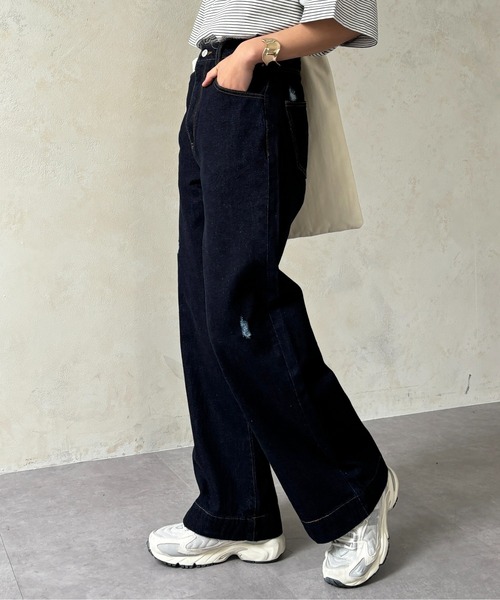 CPCM(シーピーシーエム)の「ダメージストレートデニム(デニムパンツ・レディース・ブルー/ネイビー・SMALL/MEDIUM)」の17枚目の写真