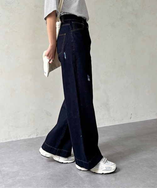 CPCM(シーピーシーエム)の「ダメージストレートデニム(デニムパンツ・レディース・ブルー/ネイビー・SMALL/MEDIUM)」の9枚目の写真