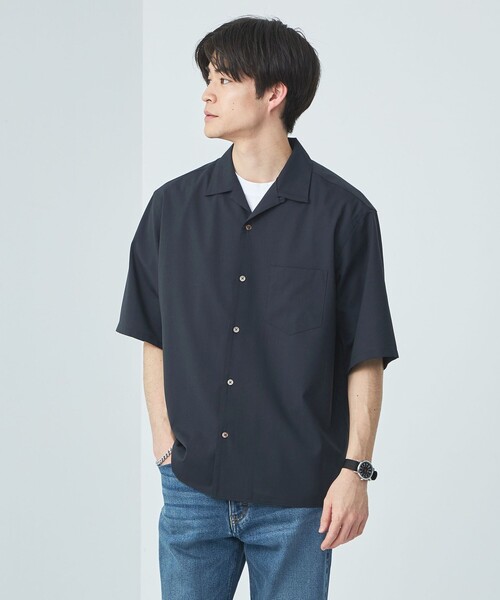 green label relaxing（グリーンレーベルリラクシング）の「ウォッシャブルトロ ジャスト ルーズ オープンカラー シャツ -マシンウォッシャブル・防シワ・ストレッチ-（シャツ/ブラウス・メンズ・モカ/ネイビー/ピンク/ライム/ライトブルー/ダークグリーン・XS/S/M/L/XL）」の6枚目の写真