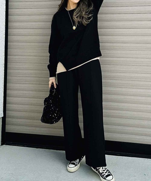 esutoreja(エストレジャ)の「リラックスストレートパンツ(スウェットパンツ・レディース・ブラック/ブラウン/スミクロ・FREE)」の4枚目の写真