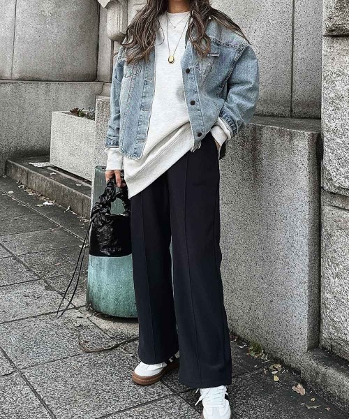 esutoreja(エストレジャ)の「リラックスストレートパンツ(スウェットパンツ・レディース・ブラック/ブラウン/スミクロ・FREE)」の5枚目の写真