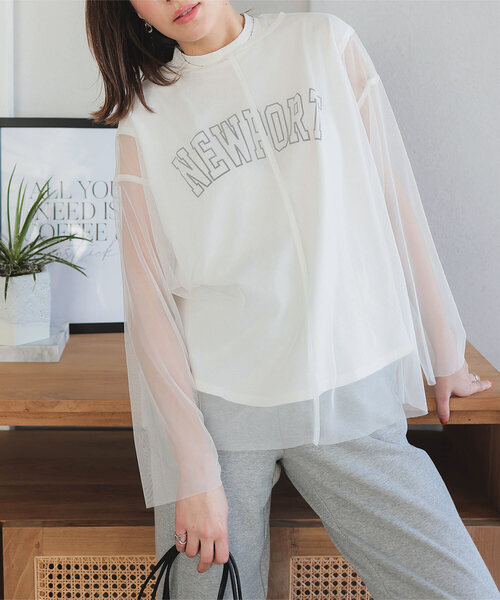 KOBE LETTUCE(コウベレタス)の「チュールオーバートップス(その他トップス・レディース・ブラック/オフホワイト/グレー/ブルー・M)」の1枚目の写真